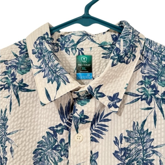 Pro Tour Men’s Textured Tropical Golf Button-Up Shirt  Size XL Cool Play - Picture 2 of 10